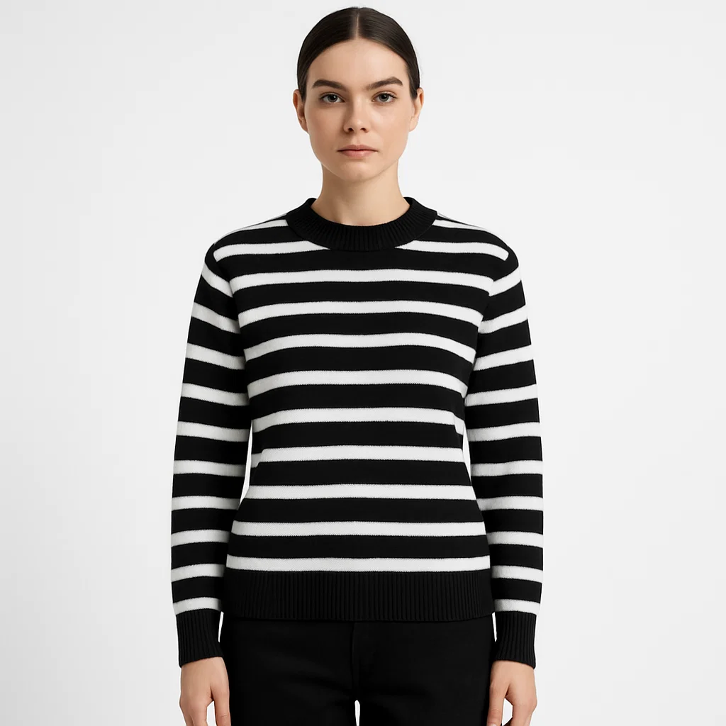 black-and-white-striped-pullover