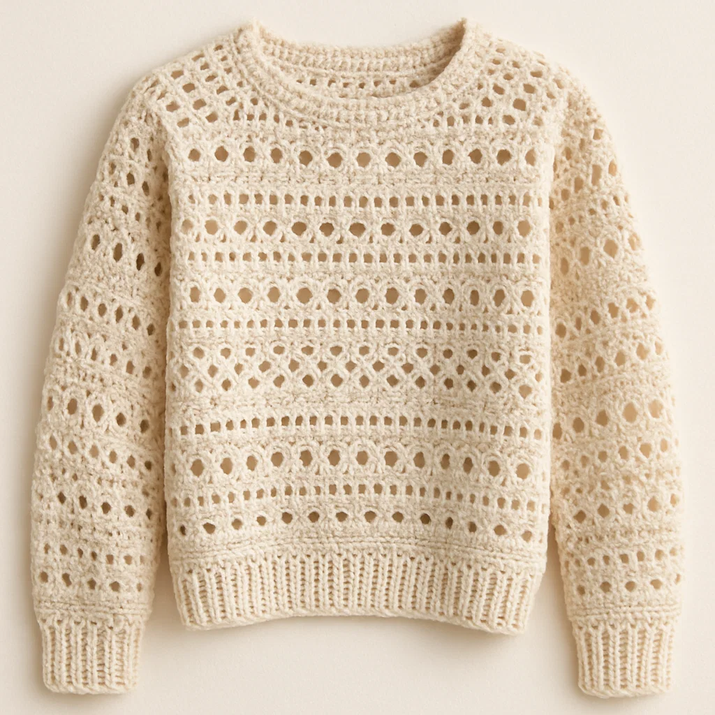 crochet type knit sweater