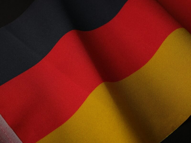Detailed view of the Germany flag showing vibrant black, red, and yellow colors.