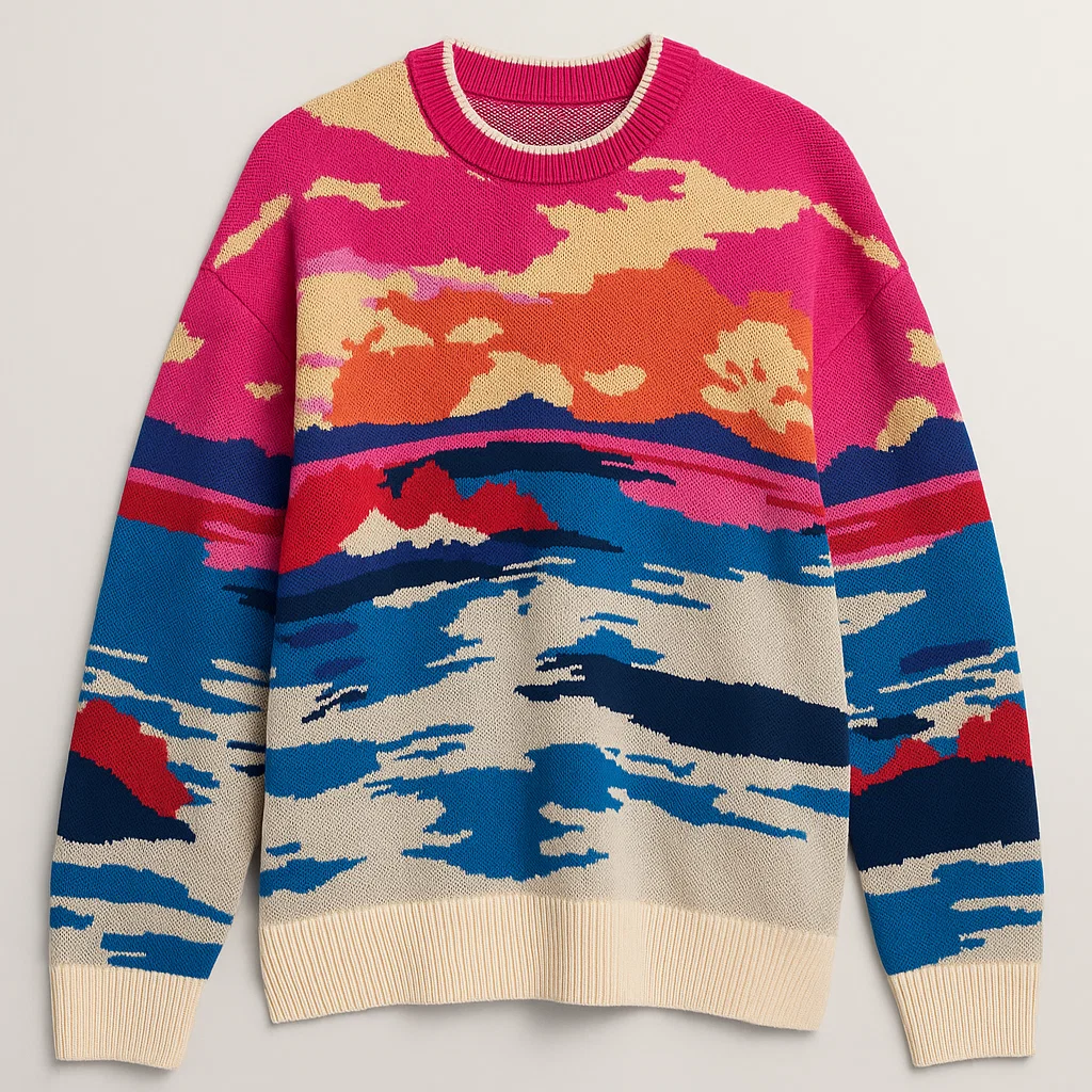 printing type knit sweater