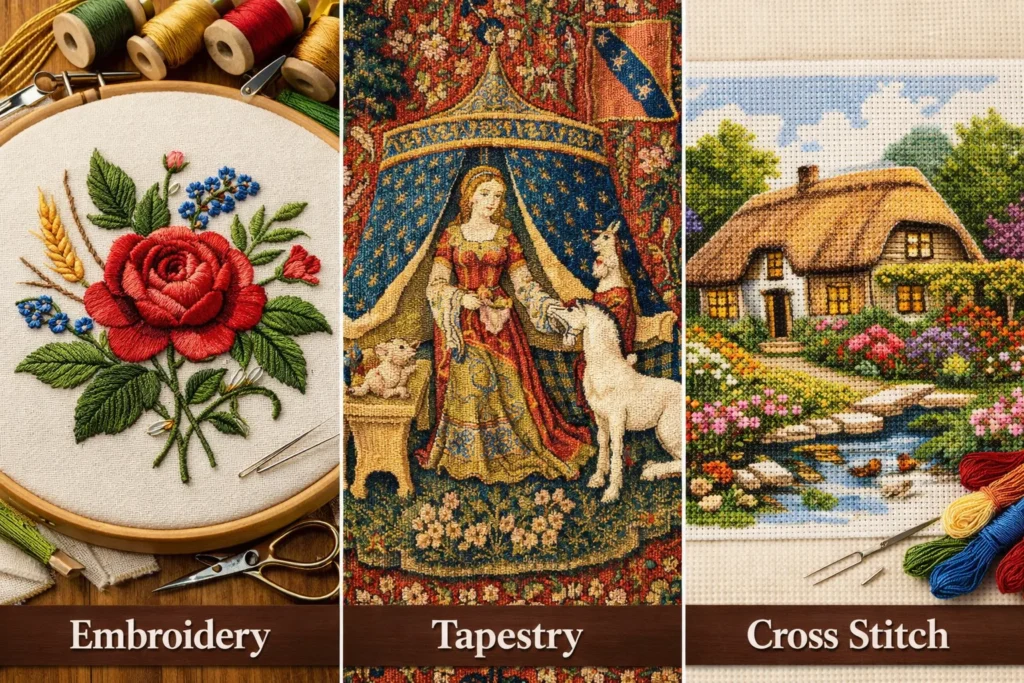 Embroidery vs Tapestry vs Cross Stitch