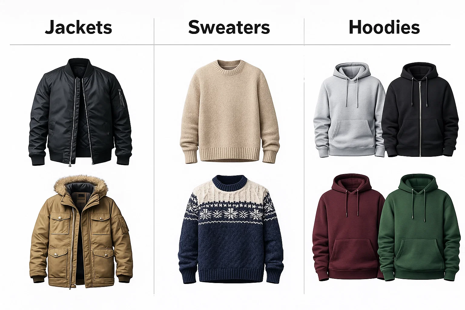 Jackets vs Sweaters vs Hoodies comparision