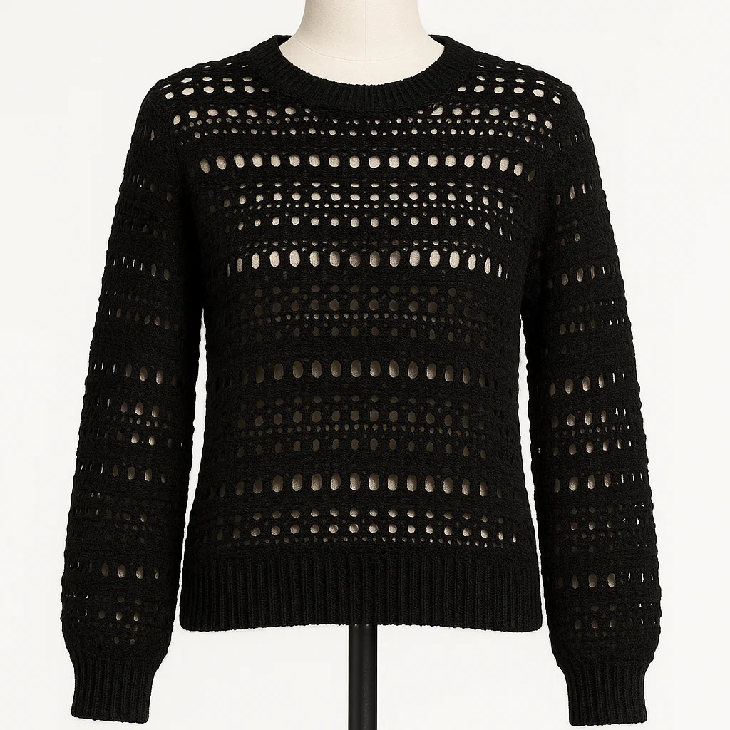 black-crochet-sweater-custom-knitwear-oem