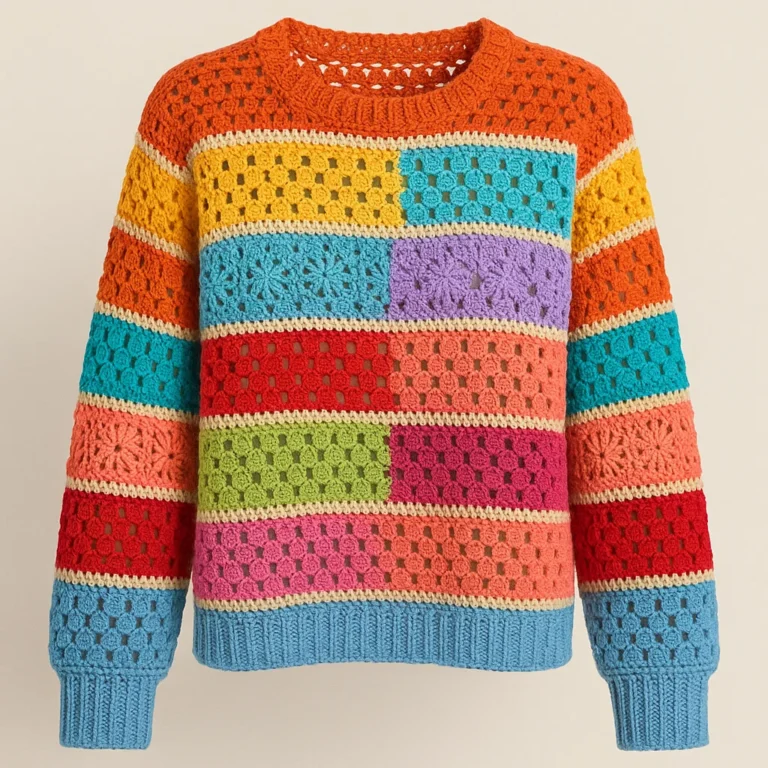 colorful-crochet-sweater-custom-knitwear-oem