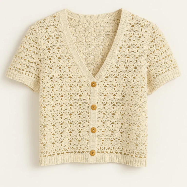 short-sleeve-crochet-cardigan-custom-knitwear-oem