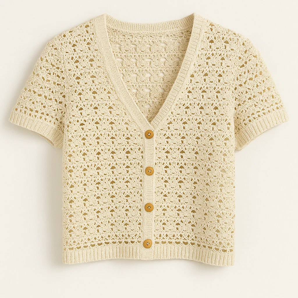 short-sleeve-crochet-cardigan-custom-knitwear-oem