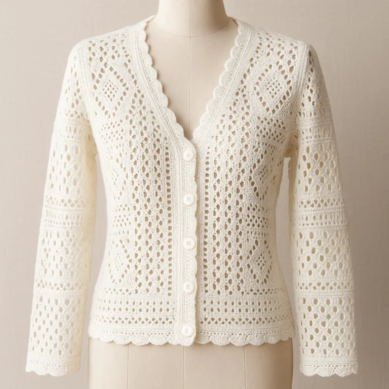 white-crochet-cardigan-custom-knitwear-oem