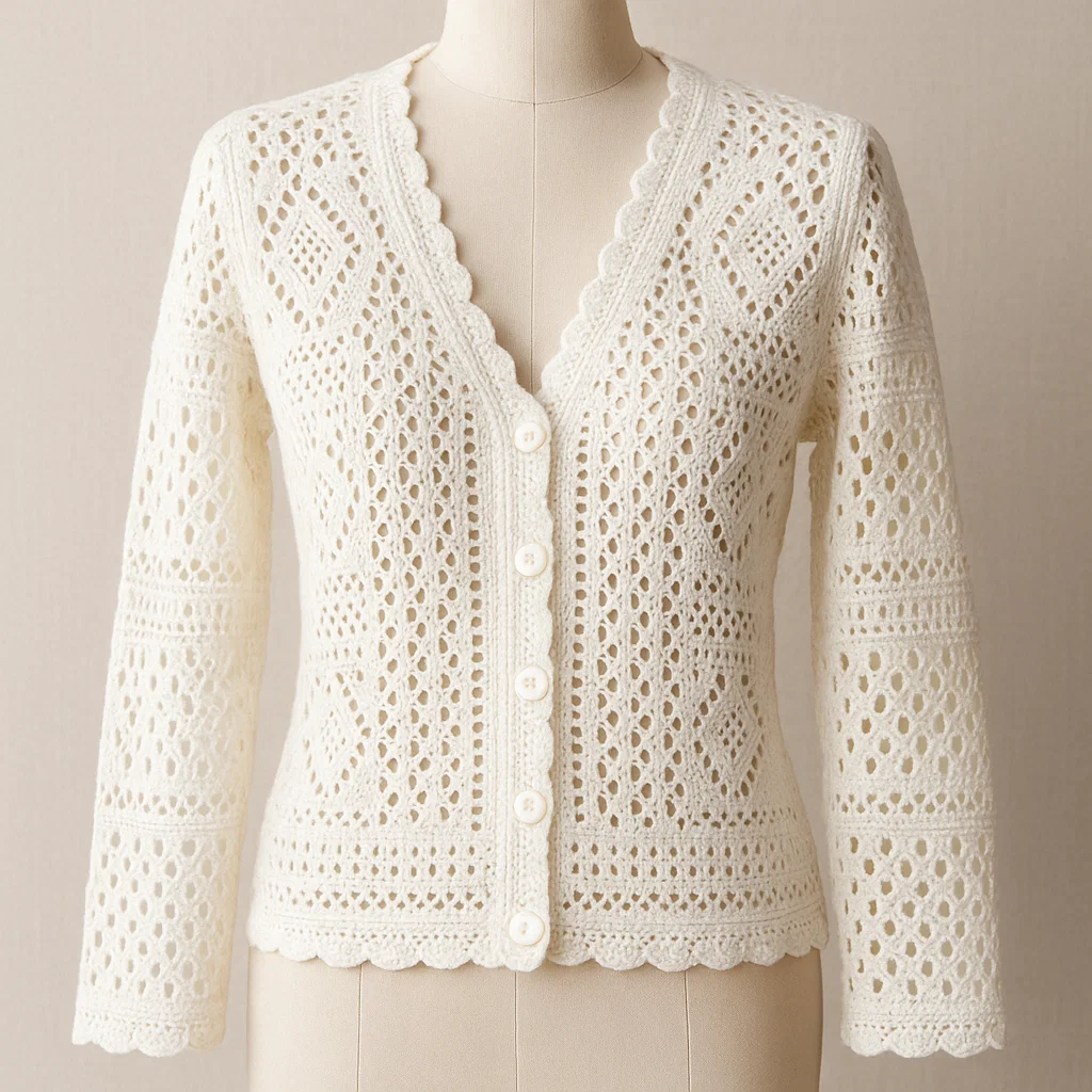 white-crochet-cardigan-custom-knitwear-oem