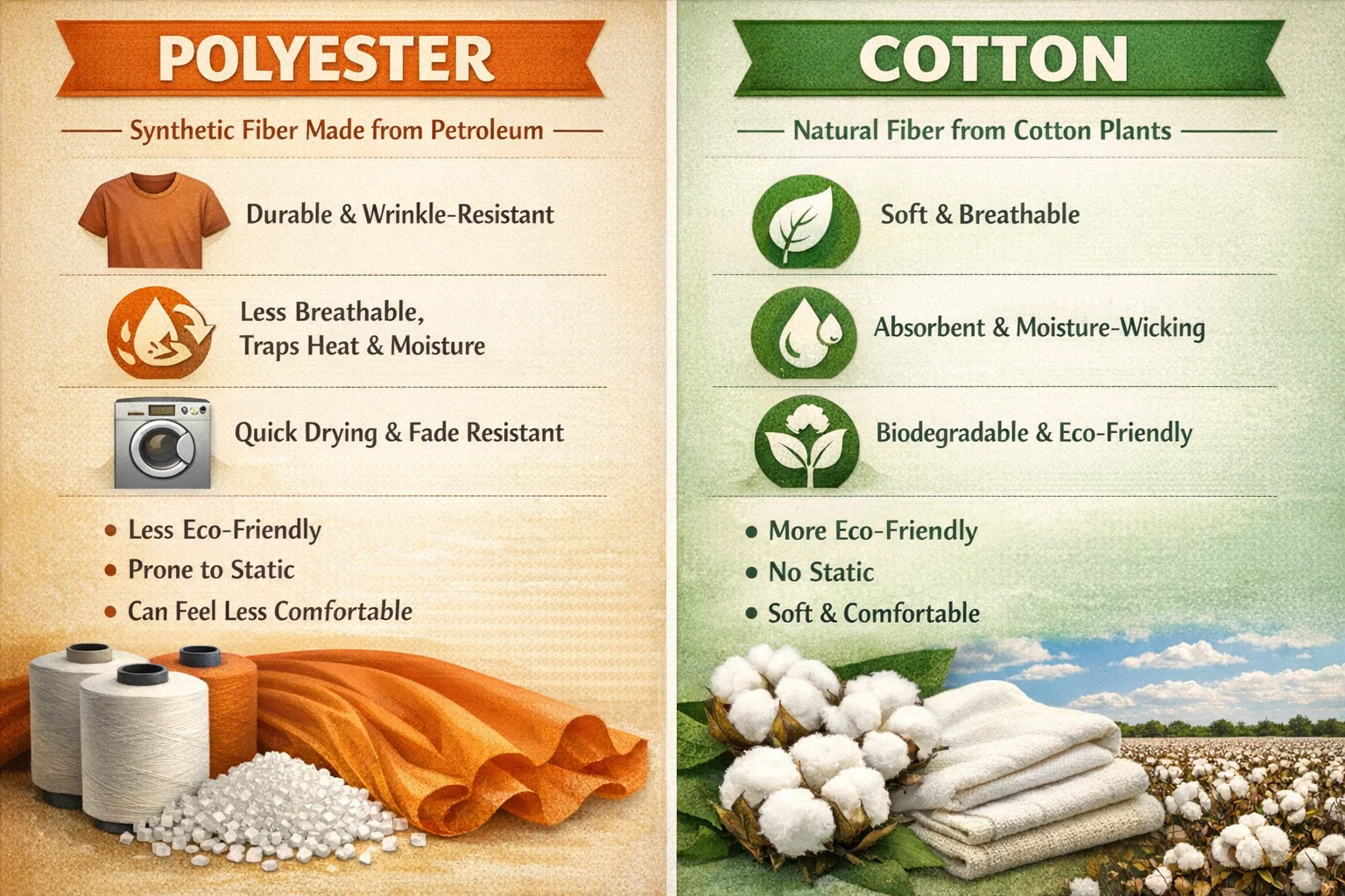 Polyester vs Cotton Quick Comparison