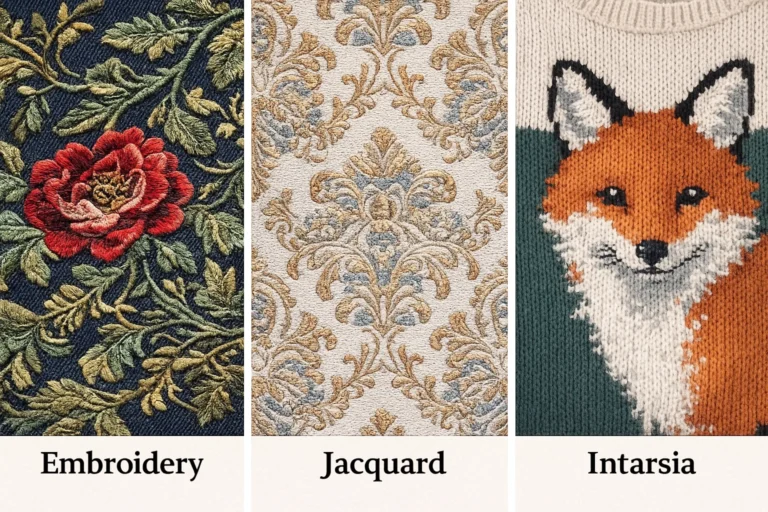 Embroidery vs Jacquard vs Intarsia