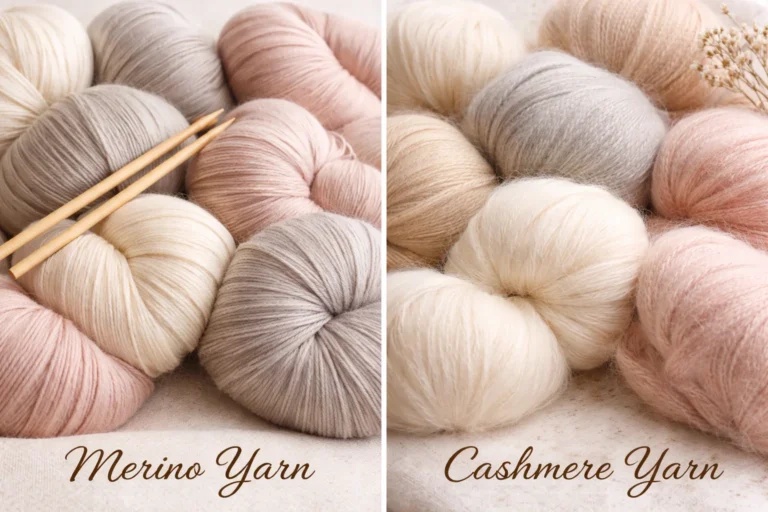 merino wool or cashmere yarns