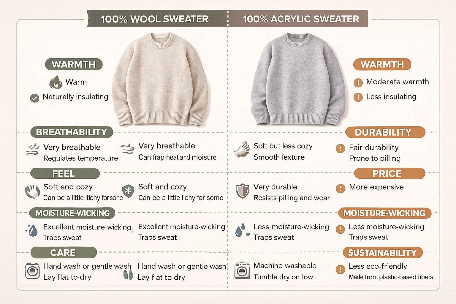 wool vs acrylic sweaters