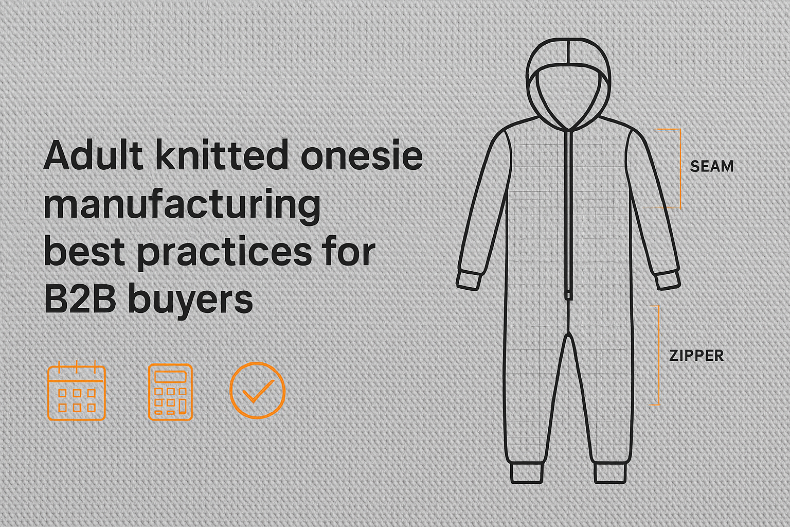 Feature image: knitted fabric texture with technical onesie outline and procurement icons