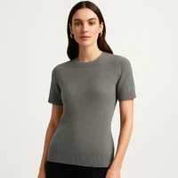 grey-short-sleeve-blouse